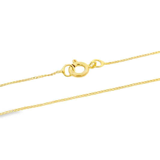 18" 9ct Yellow Gold 0.5mm Curb Chain