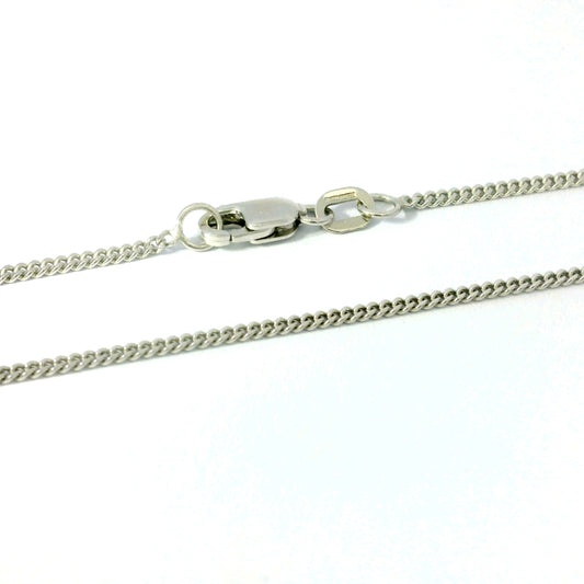 18" 9ct White Gold 1.4mm Curb Chain