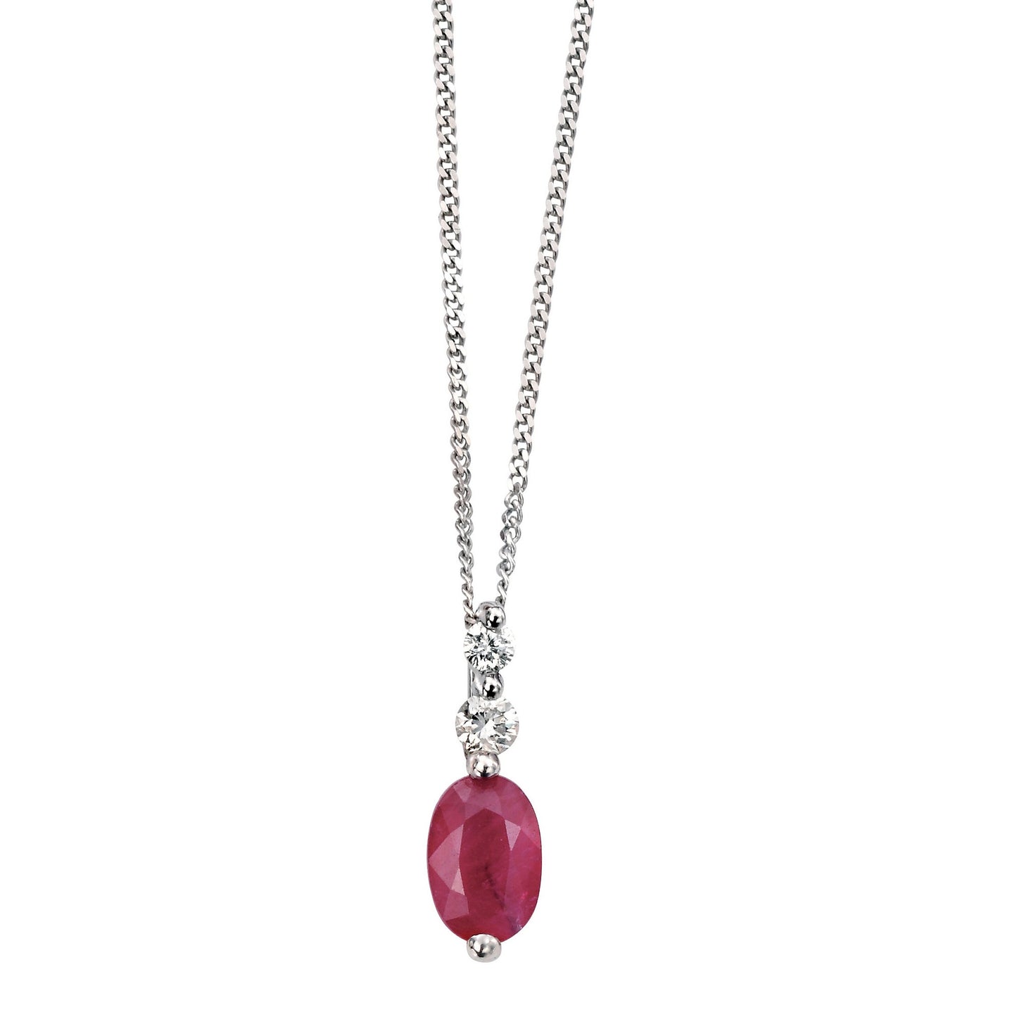 9ct White Gold Diamond and Ruby Pendant