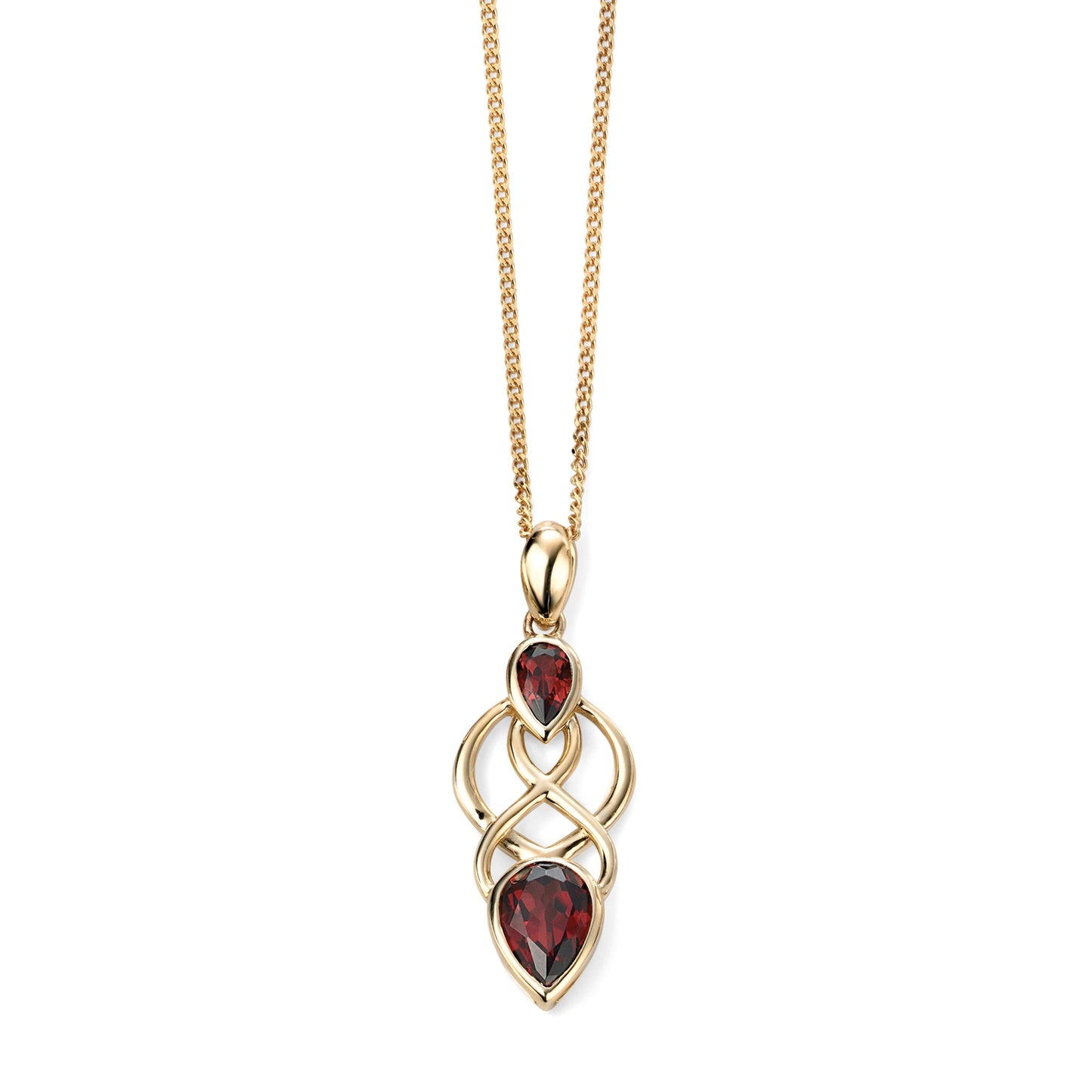 9ct Yellow Gold Celtic Garnet Pendant