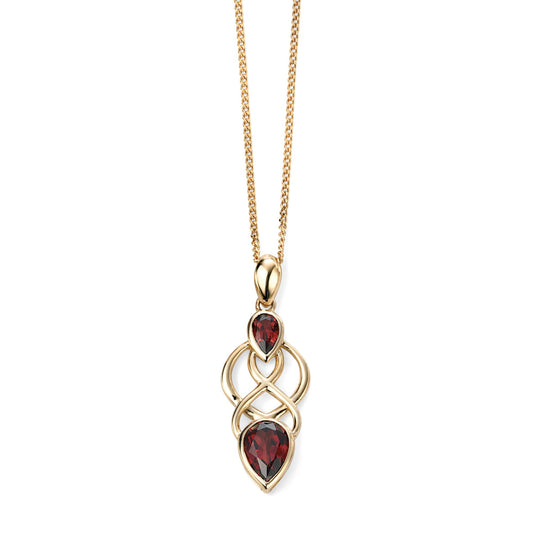9ct Yellow Gold Celtic Garnet Pendant