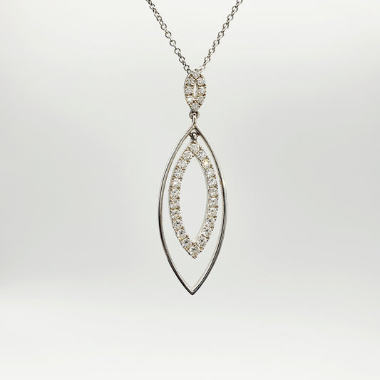 18ct White Gold Mini Marquise Diamond Pendant