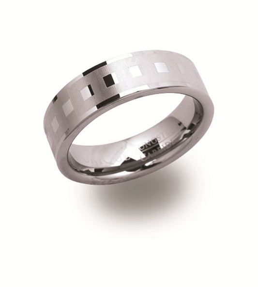 Tungsten Matt and Polished Square Design Ring
