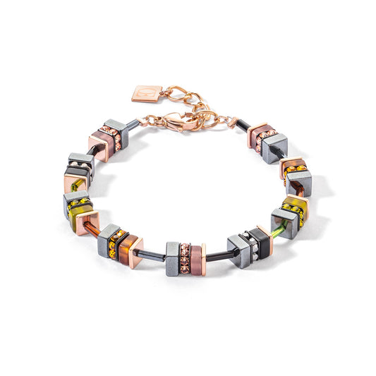 4412/30/0911 RGP Olive, Brown and Metallic Cube Swarvoski Bracelet