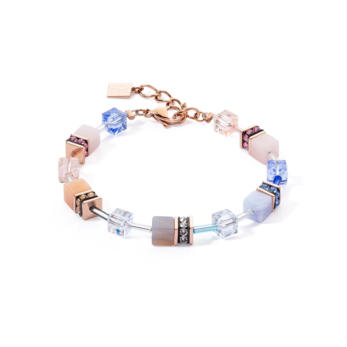 Light Blue and Beige Swarvoski Cube Bracelet