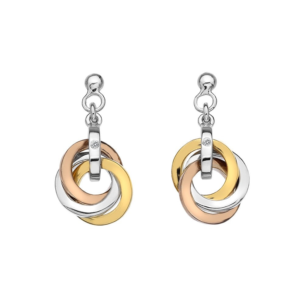 Silve Three Colour Entwind Circle Earrings