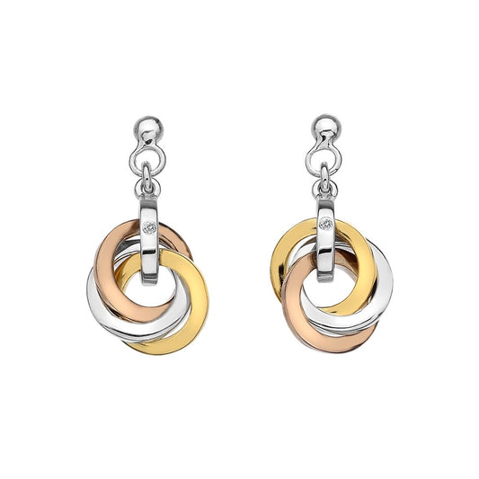 Silve Three Colour Entwind Circle Earrings