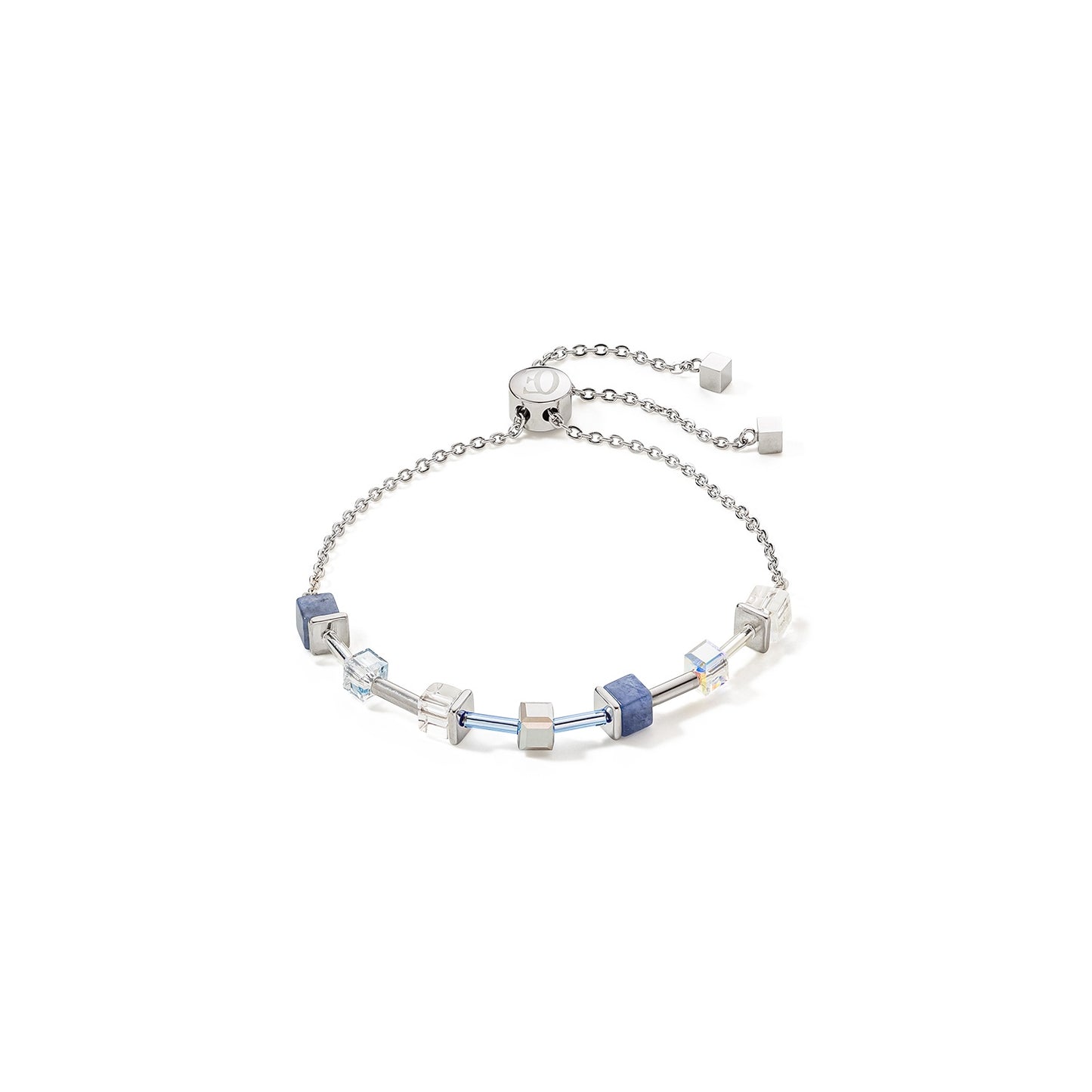 1/2 blue+white cube adjustable Bracelet