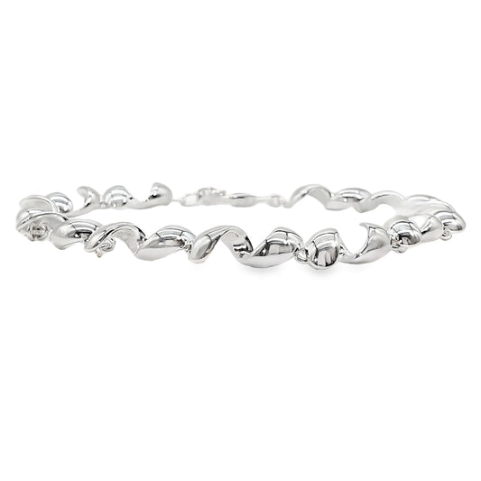 Elegant Sterling Silver Swirl Chain Bracelet