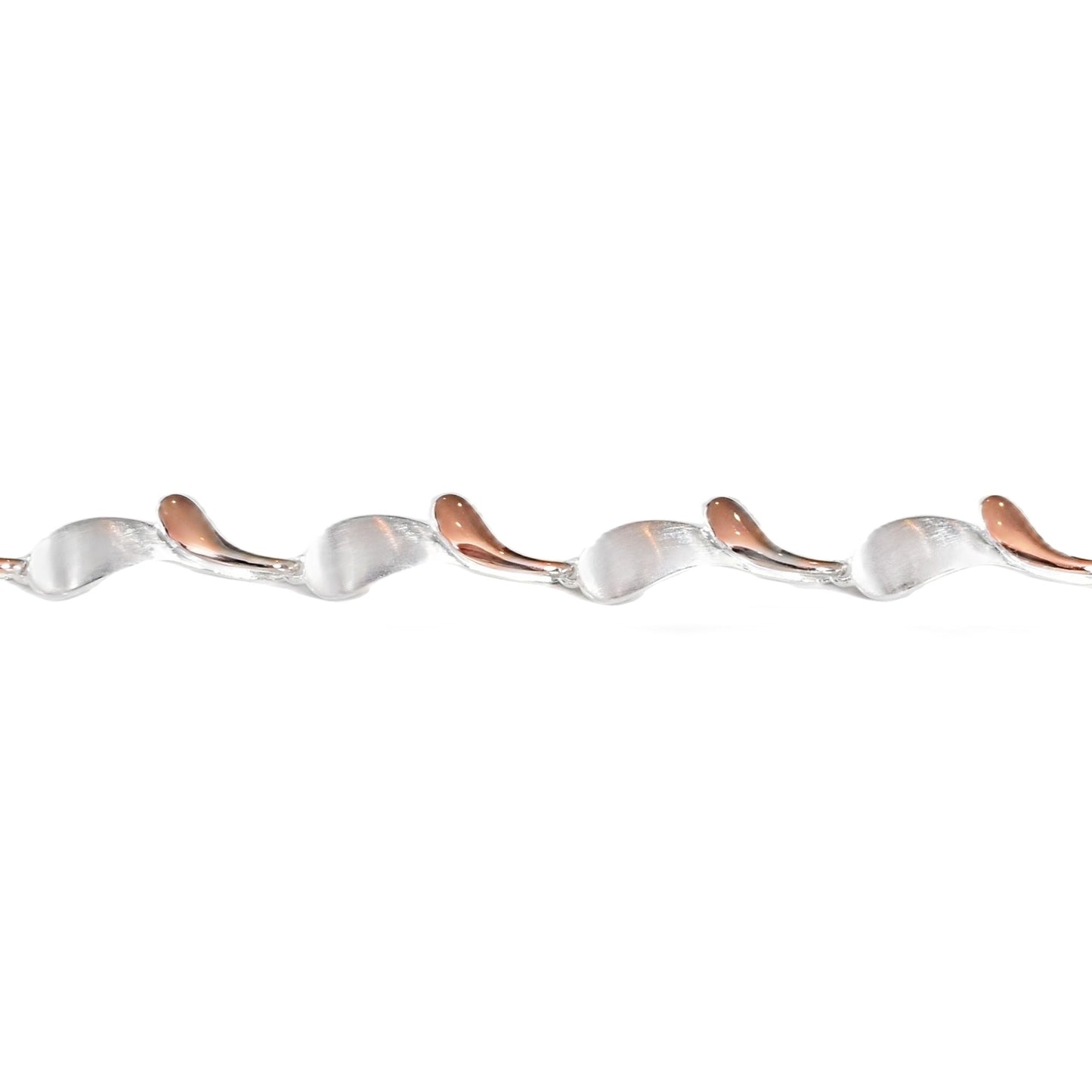 Elegant Sterling Silver Bracelet with Rose Gold Accents