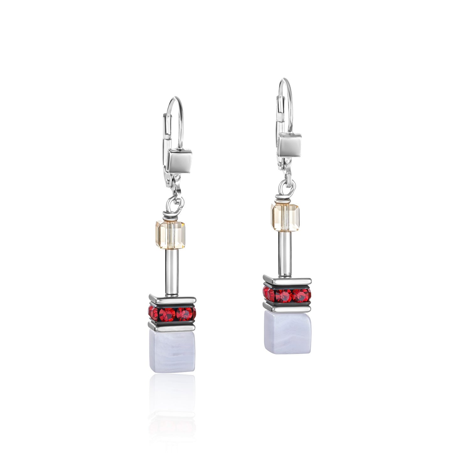 Geocube Blue and Red Earrings