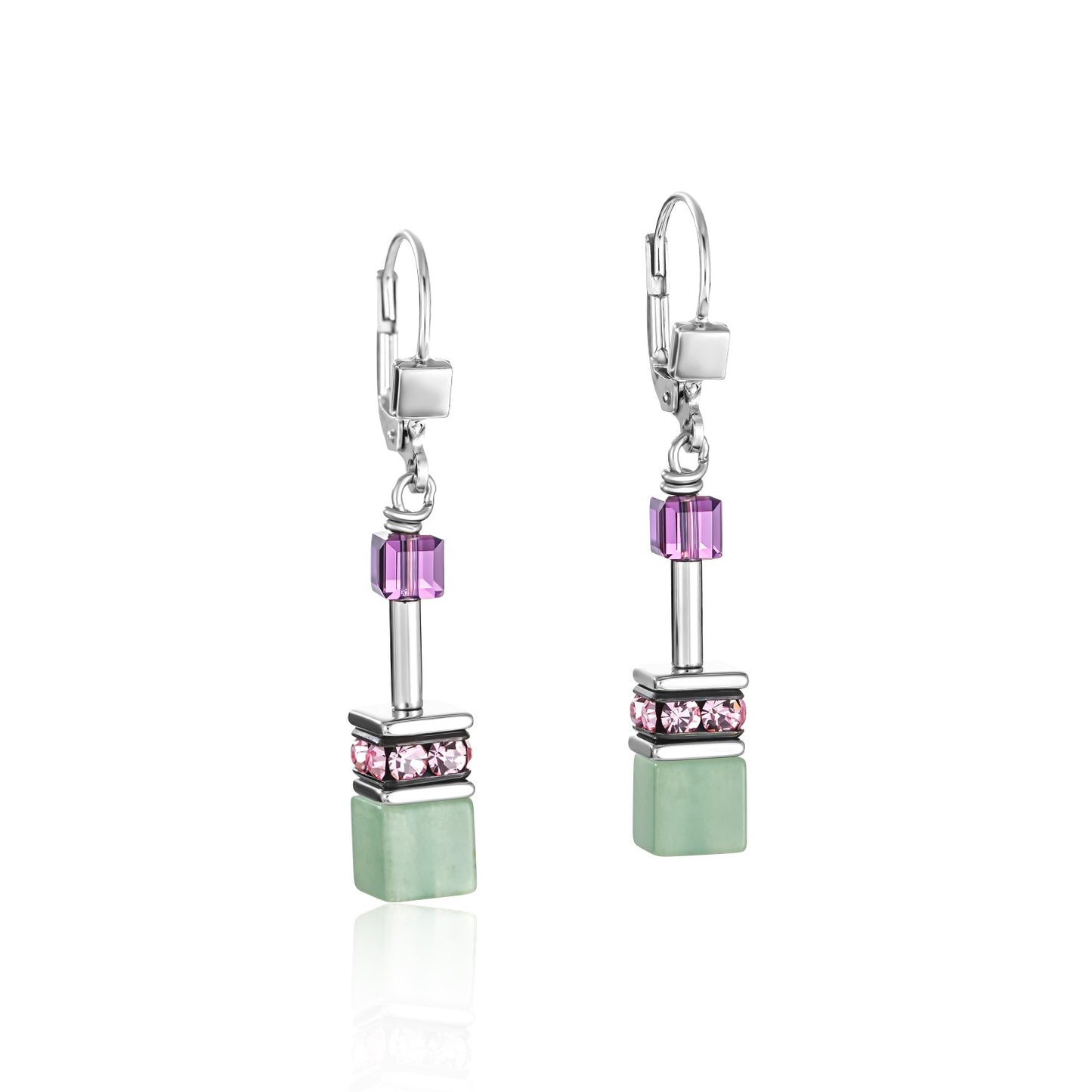 Geocube Lime Green and Pink Earrings