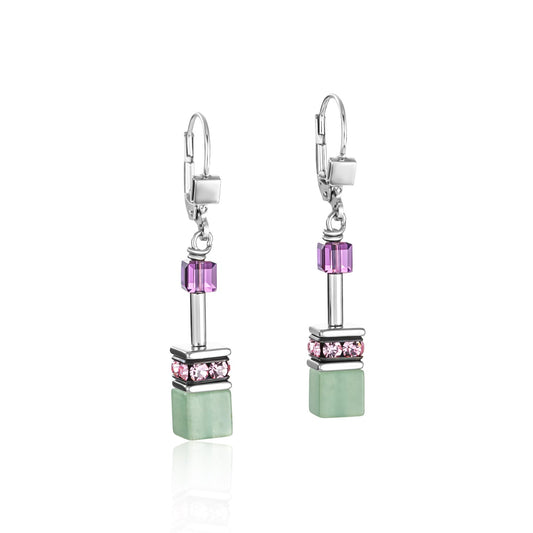Geocube Lime Green and Pink Earrings