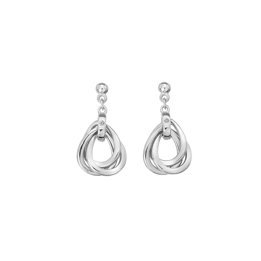 Silver Trio Teardrop Entwind Drop Earrings