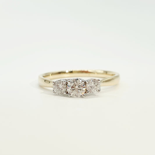 9ct Yellow Gold Diamond Trilogy Ring