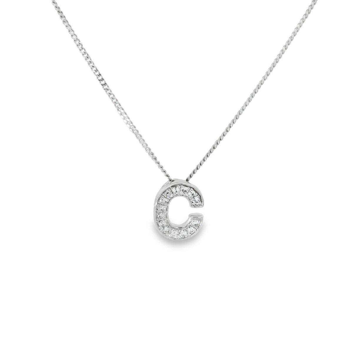 9ct White Gold Diamond Set Letter C Pendant