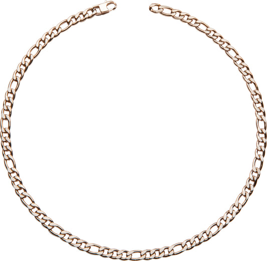 Rose Plated Stainless Steel Figaro Chain