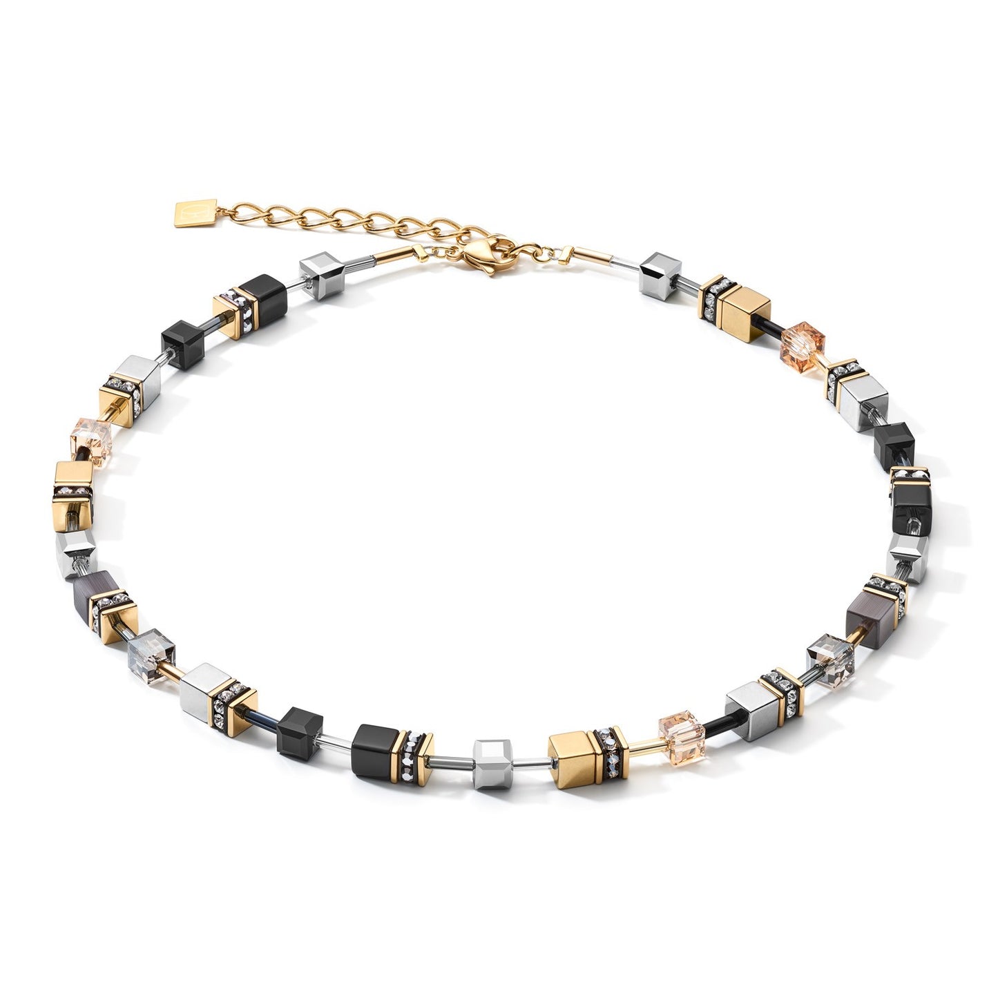 Geocube Necklace grey-gold