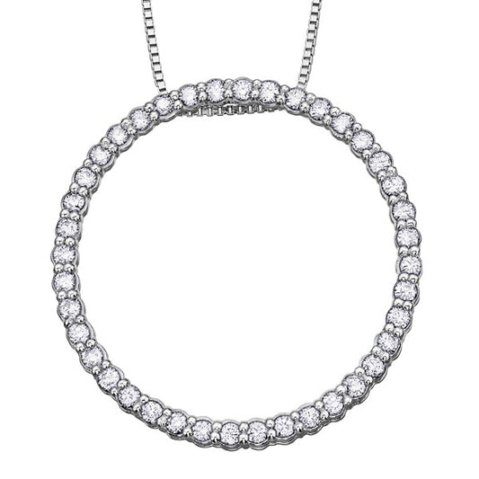9ct White Gold 50pt Diamond Circle Pendant