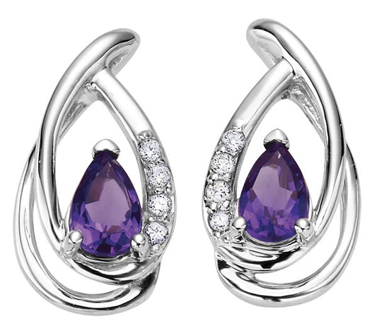 9ct White Gold Pear-Cut Amethyst Open Teardrop Earrings