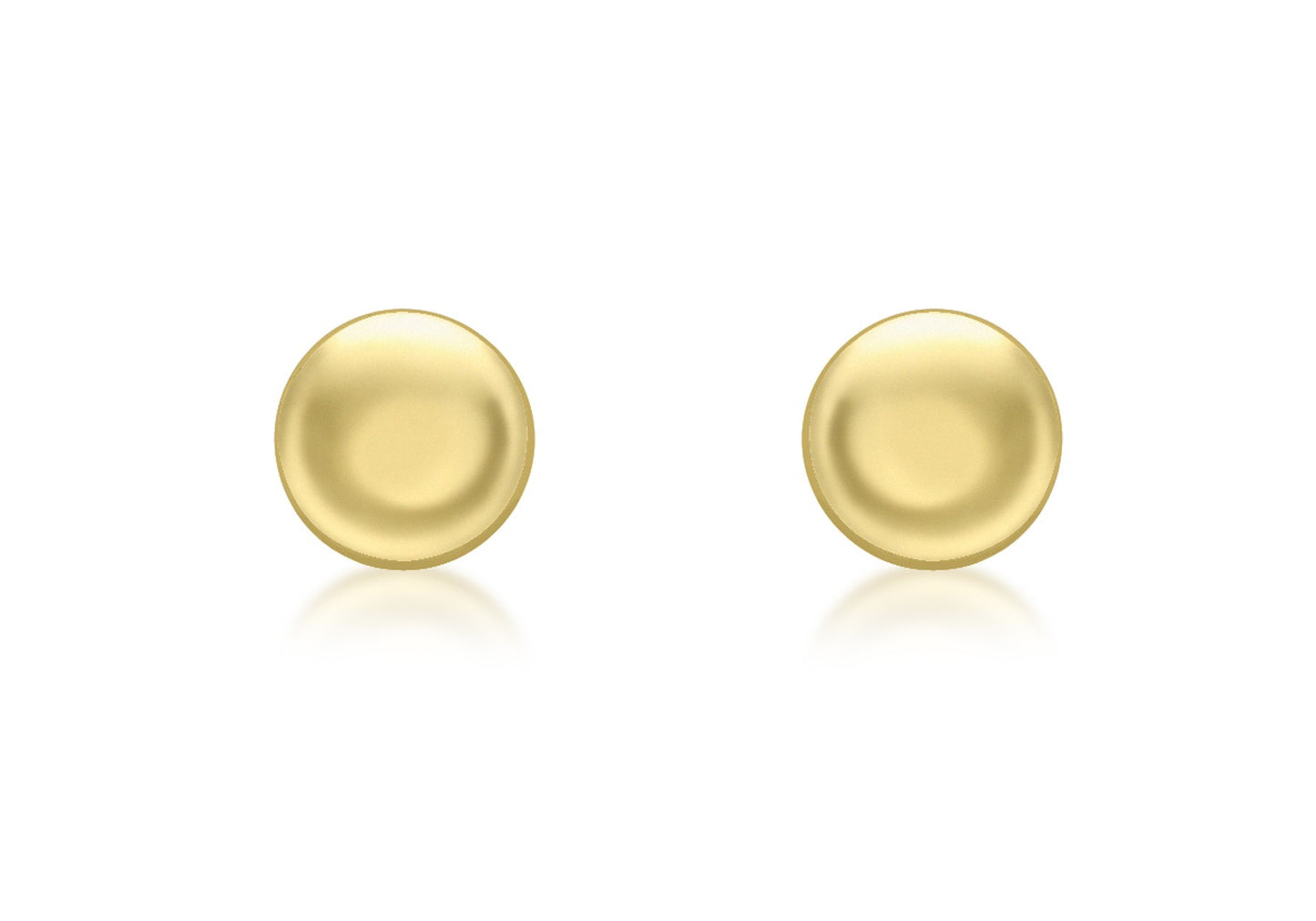9ct Yellow Gold 7mm Flat Button Stud Earrings