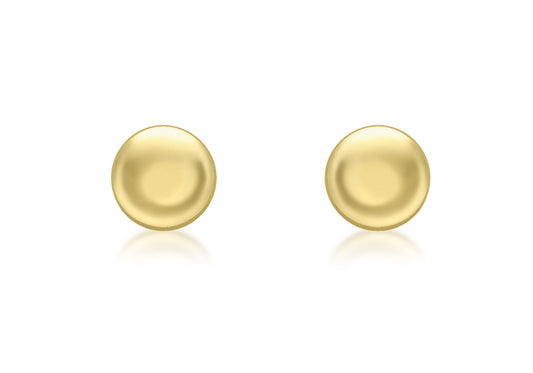 9ct Yellow Gold 7mm Flat Button Stud Earrings