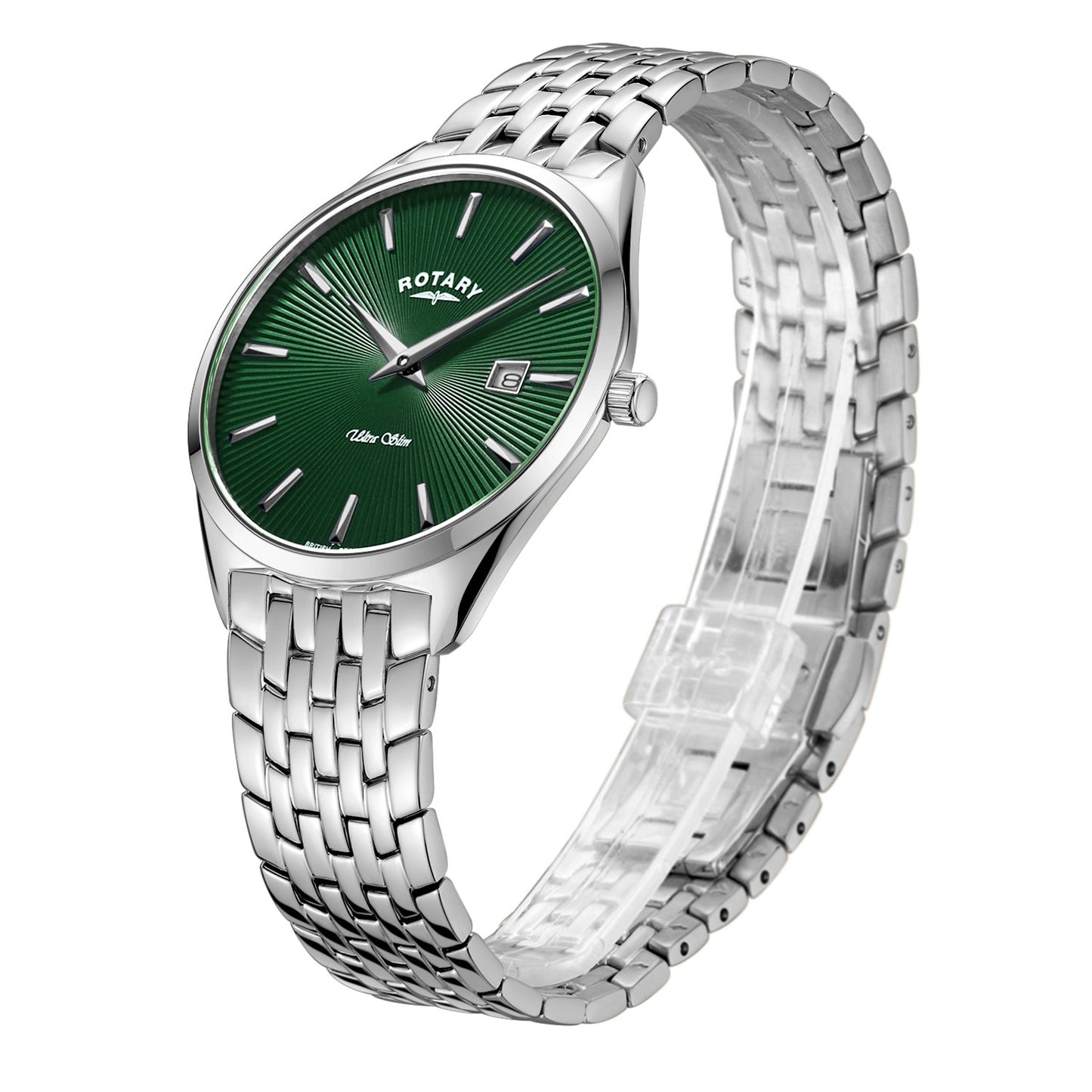 Silver Coloured Green Dial Ultrs Slim Watch