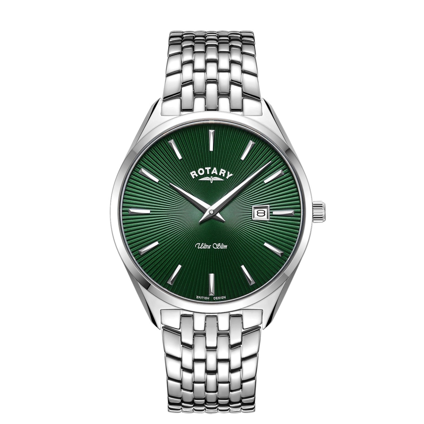 Silver Coloured Green Dial Ultrs Slim Watch