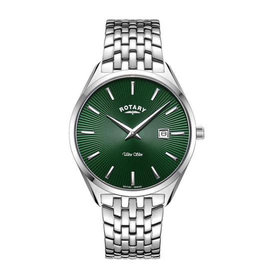 Silver Coloured Green Dial Ultrs Slim Watch