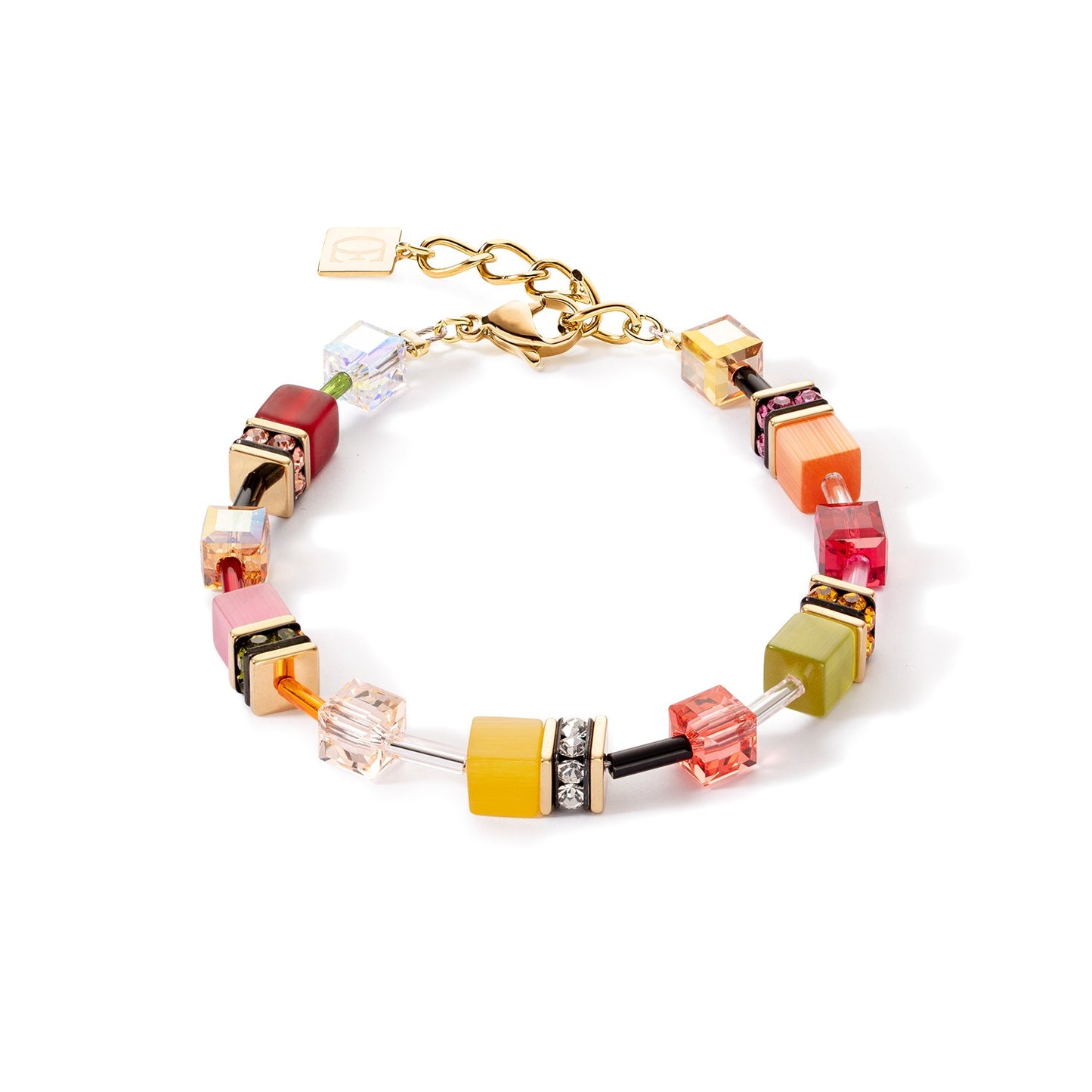 Orange, Green, Yellow, Pink and Red Geocube Bracelet