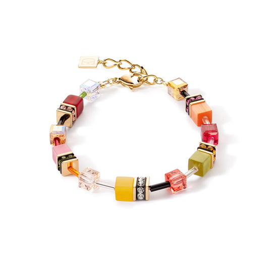 Orange, Green, Yellow, Pink and Red Geocube Bracelet