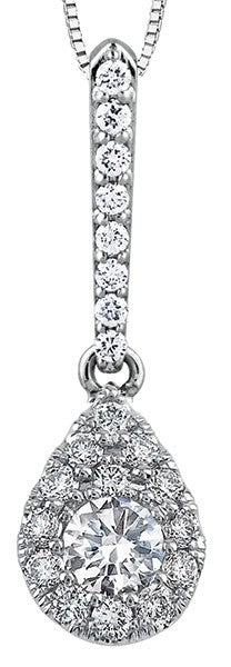9ct White Gold Teardrop Diamond Cluster Pendant with Chain