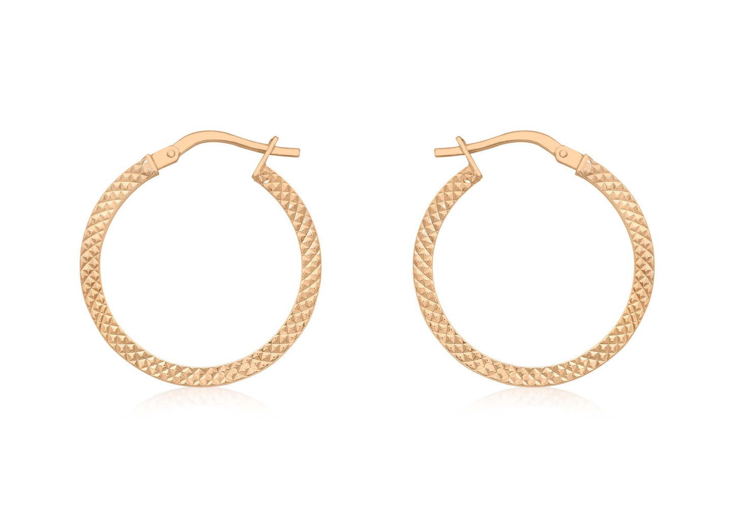 9ct Rose Gold 20mm Cobra Textured Creole Earrings