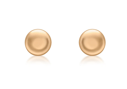 9ct Rose Gold 7mm Flat Button Stud Earrings