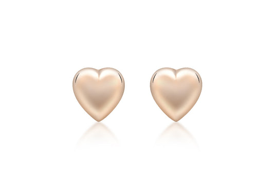 9ct Rose Gold 7mm Puffed Heart Stud Earrings