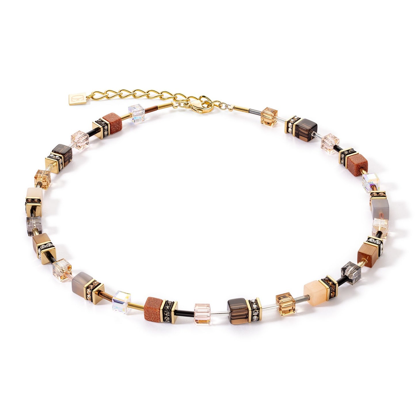 Brown and Cream Geocube Necklace