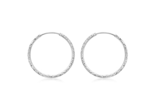 9ct White Gold Hoop Earrings