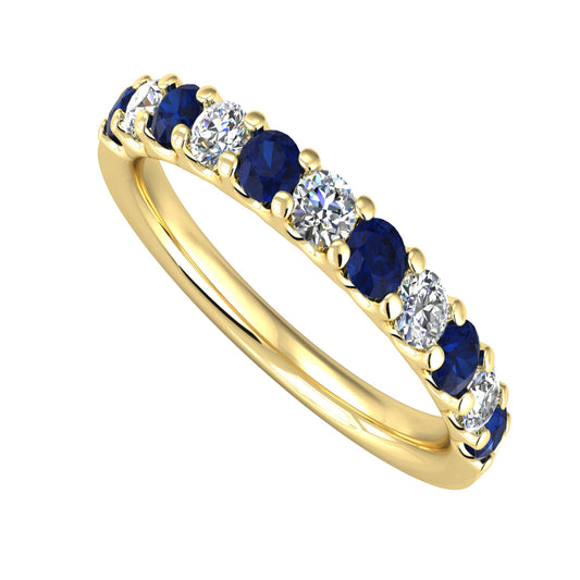 9ct Yellow Gold Blue Sapphire and Diamond Eternity Ring