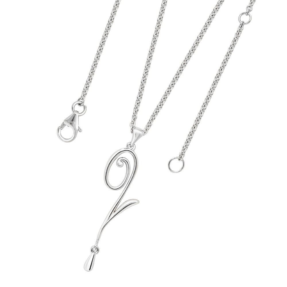 Silver Q Droplet Pendant with Chain