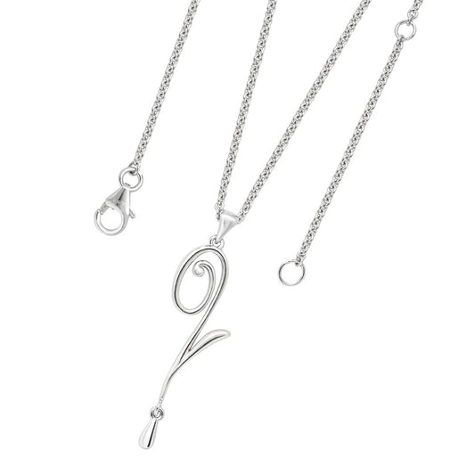 Silver Q Droplet Pendant with Chain