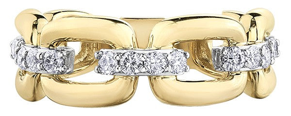 9ct Yellow Gold Diamond Accent Chain-Link Band Ring