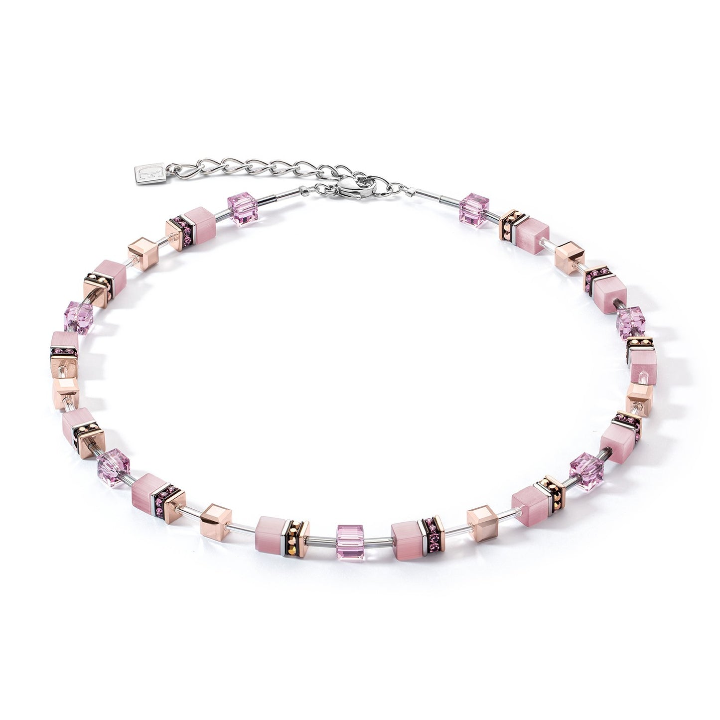 Pink and Rose Geocube Necklace