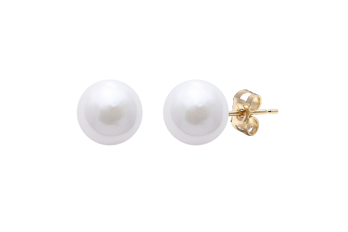 9ct Yellow Gold 8-8.5mm Akoya Pearl Stud Earrings