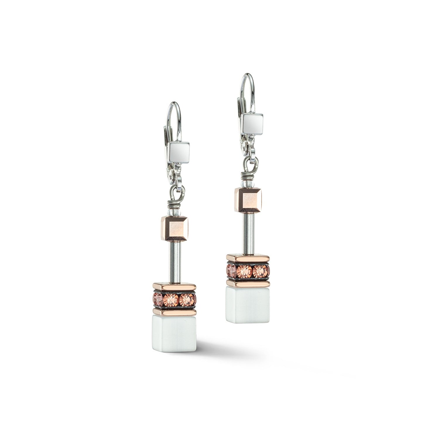 White and Rose Geocube Earrings