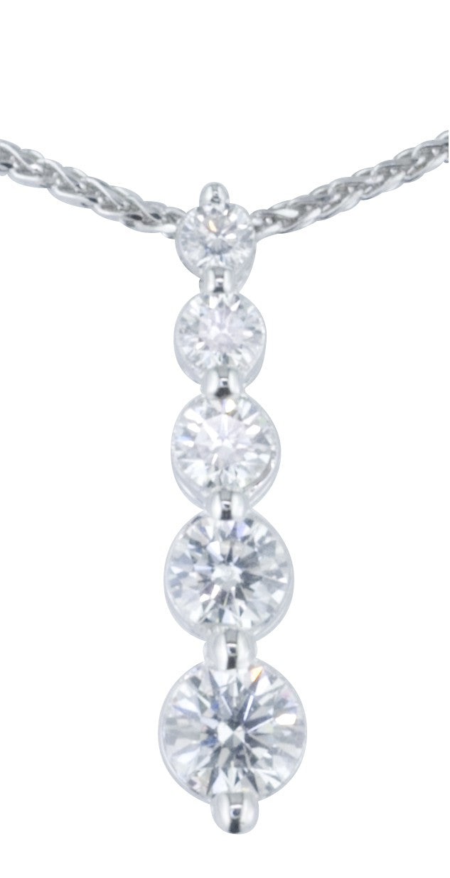 9ct White Gold Graduated Diamond Pendant with Chain