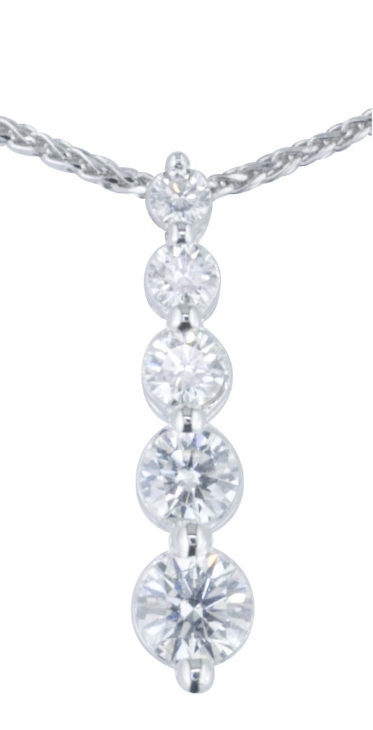 9ct White Gold Graduated Diamond Pendant with Chain