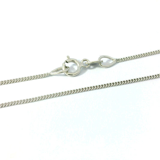 18" 9ct White Gold 0.9mm Curb Chain