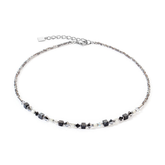 Black, Grey and White Beaded Necklace