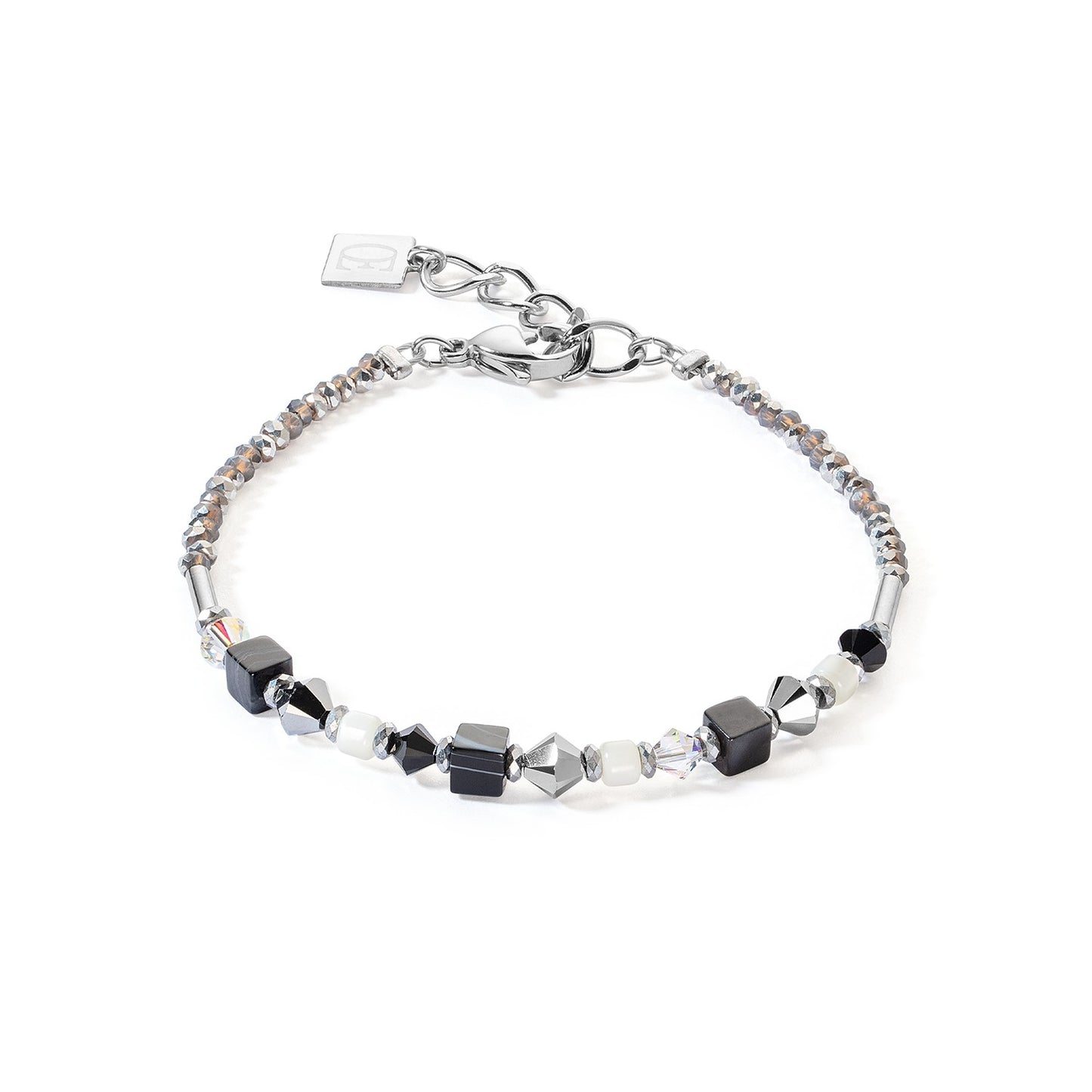 Black, Grey and White Beaded Bracelet