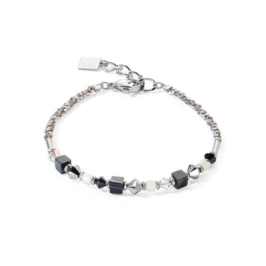 Black, Grey and White Beaded Bracelet